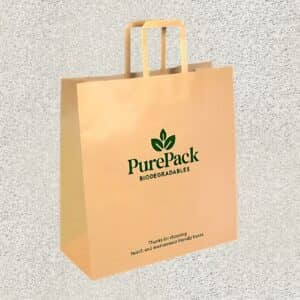 Medium Flat Handle Kraft Paper Bags – Sturdy, Recycled & Ready to Go (50 Pack)